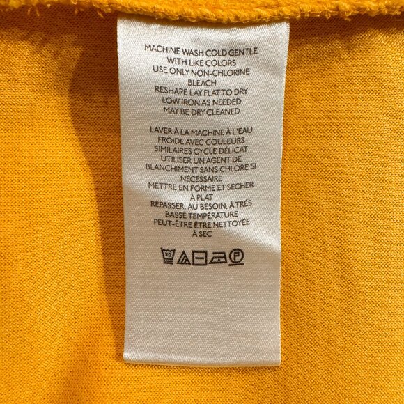 Anthropologie Maeve Yellow Midi Skirt High Slit White Trim Women's Size Large - Picture 7 of 8